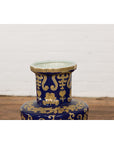 Pair of Dark Blue and Gold Vintage Vases with Intricate Design-6. Asian & Chinese Furniture, Art, Antiques, Vintage Home Décor for sale at FEA Home