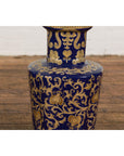 Pair of Dark Blue and Gold Vintage Vases with Intricate Design-8. Asian & Chinese Furniture, Art, Antiques, Vintage Home Décor for sale at FEA Home