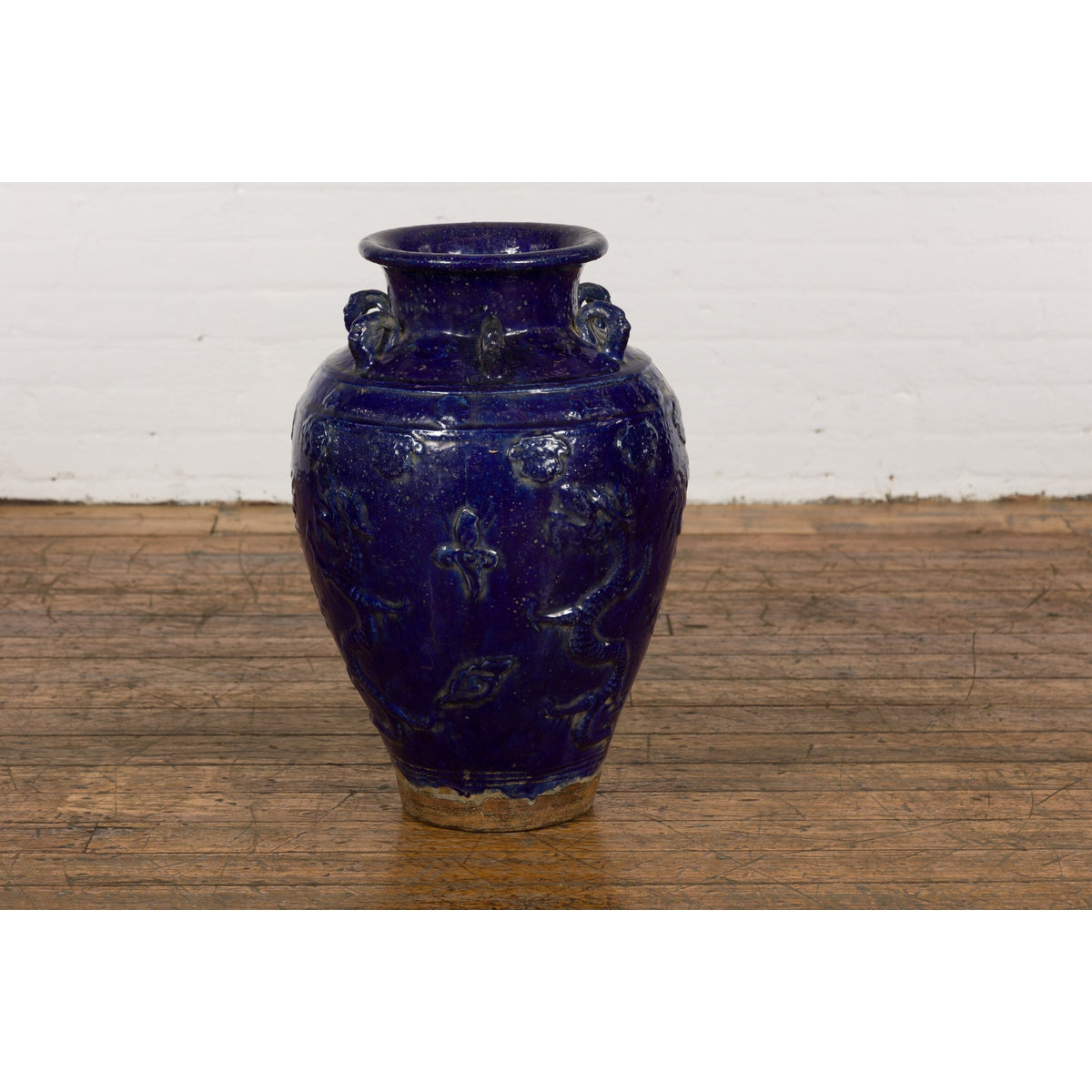 19th Century Qing Dynasty Chinese Cobalt Blue Martaban Jar with Dragon Motif-15. Asian & Chinese Furniture, Art, Antiques, Vintage Home Décor for sale at FEA Home