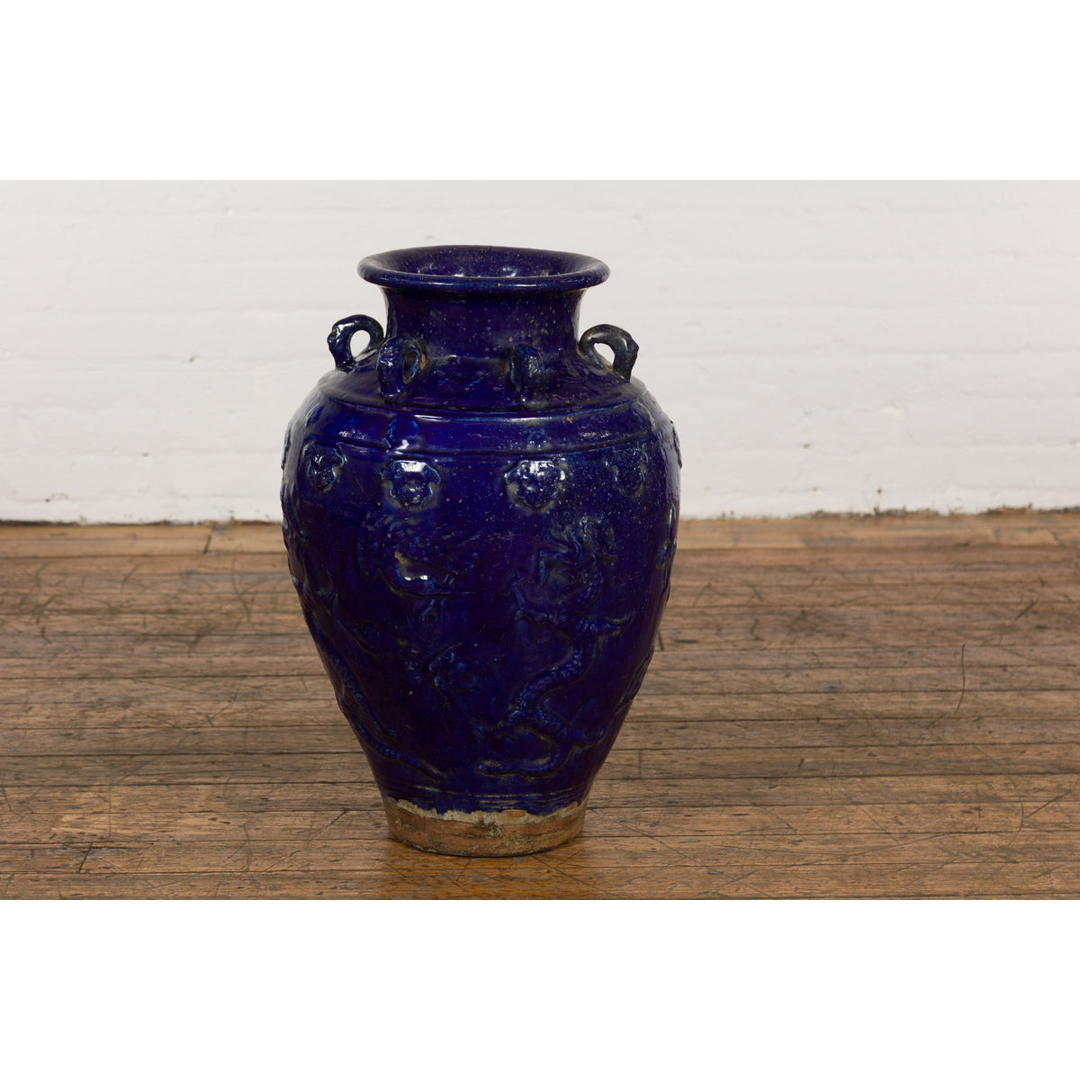 19th Century Qing Dynasty Chinese Cobalt Blue Martaban Jar with Dragon Motif-16. Asian & Chinese Furniture, Art, Antiques, Vintage Home Décor for sale at FEA Home