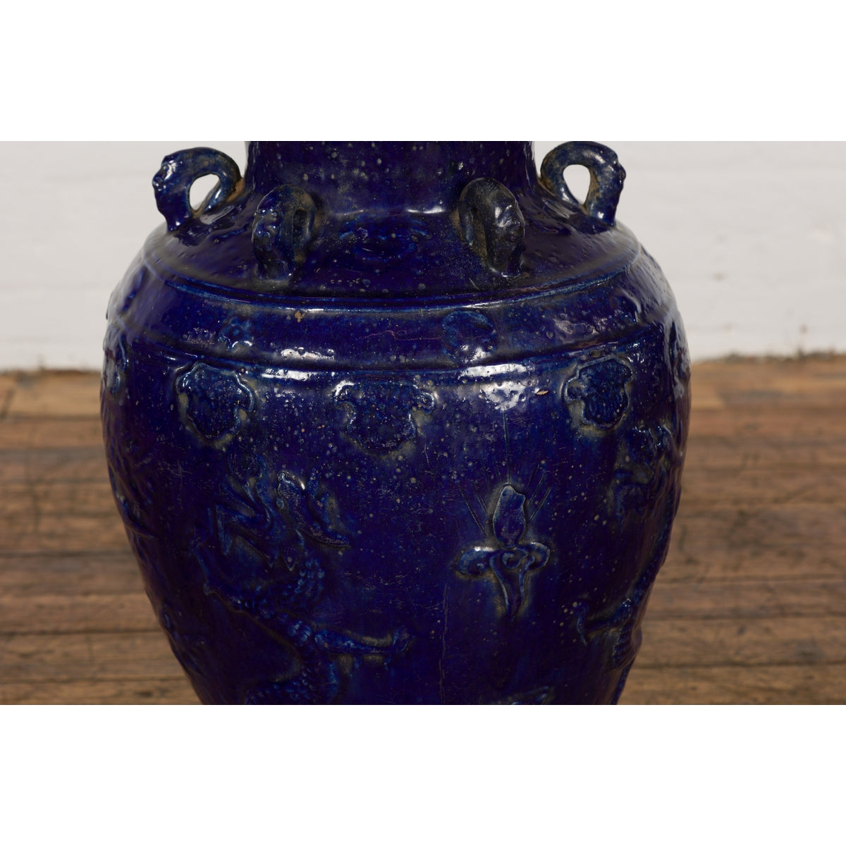 19th Century Qing Dynasty Chinese Cobalt Blue Martaban Jar with Dragon Motif-6. Asian & Chinese Furniture, Art, Antiques, Vintage Home Décor for sale at FEA Home