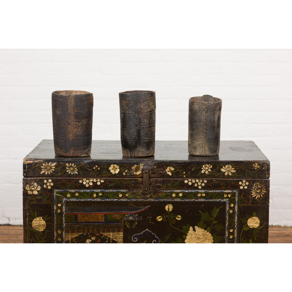 19th Century Naga Milk Jugs with Carved Décor and Rustic Character, Sold Each-13. Asian & Chinese Furniture, Art, Antiques, Vintage Home Décor for sale at FEA Home