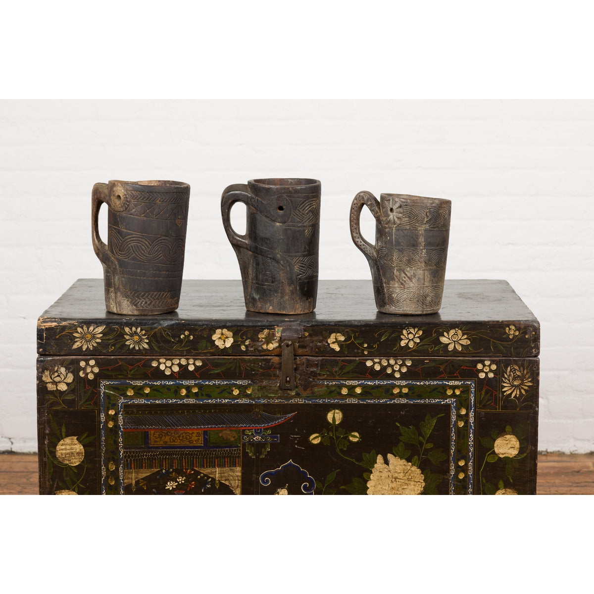 19th Century Naga Milk Jugs with Carved Décor and Rustic Character, Sold Each-14. Asian & Chinese Furniture, Art, Antiques, Vintage Home Décor for sale at FEA Home