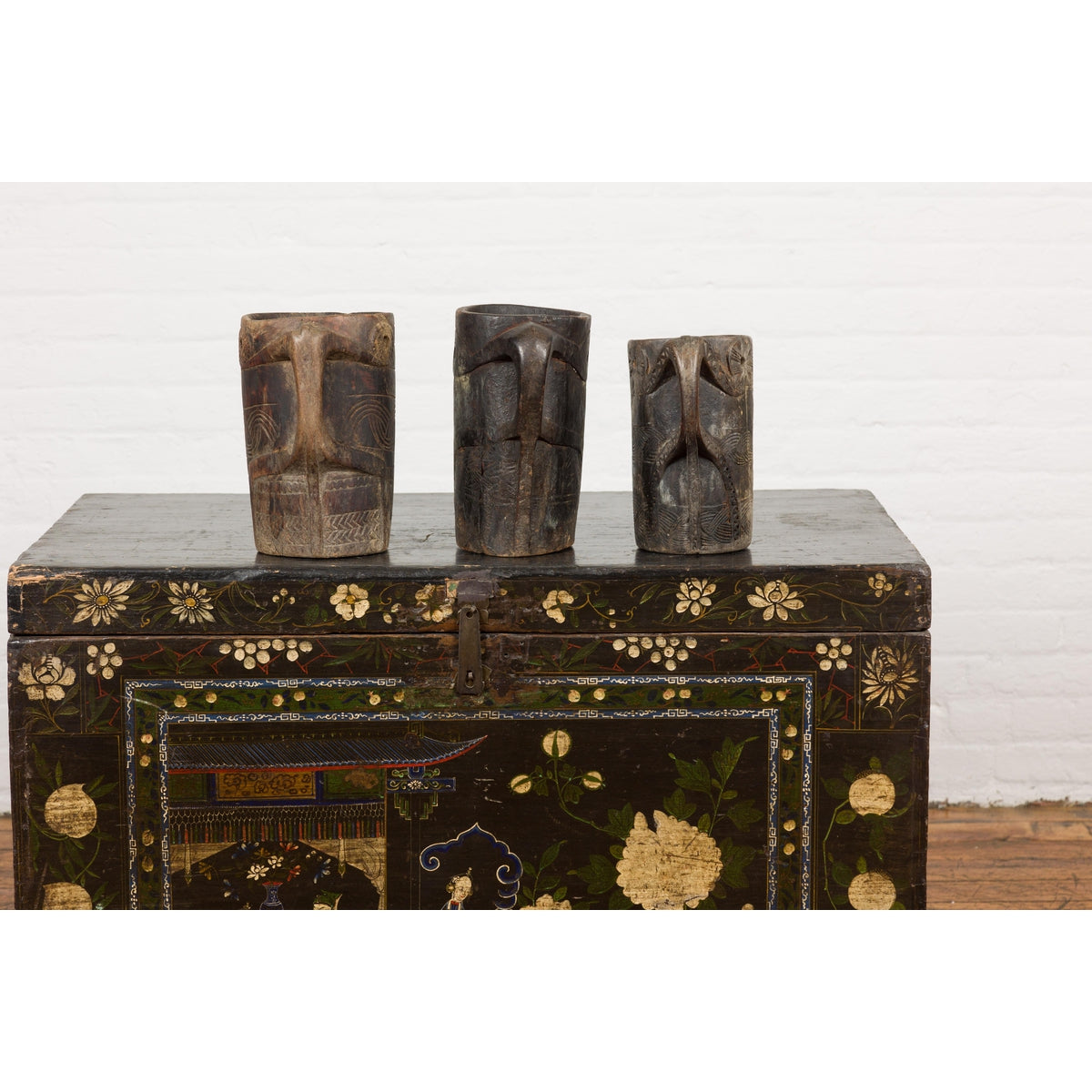 19th Century Naga Milk Jugs with Carved Décor and Rustic Character, Sold Each-15. Asian & Chinese Furniture, Art, Antiques, Vintage Home Décor for sale at FEA Home