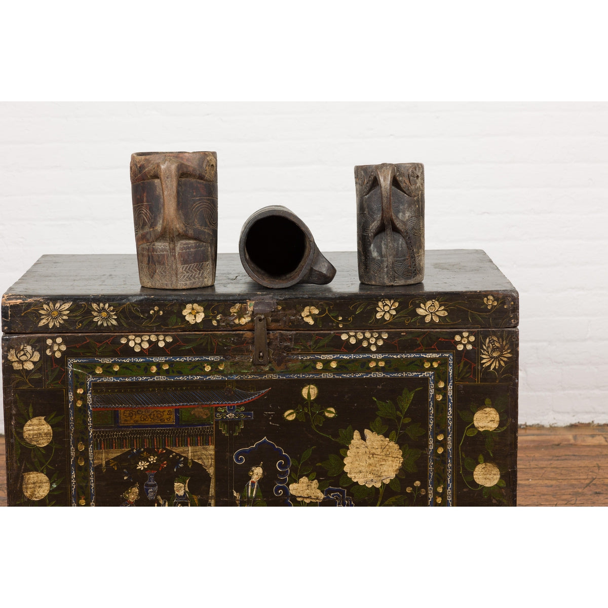 19th Century Naga Milk Jugs with Carved Décor and Rustic Character, Sold Each-16. Asian & Chinese Furniture, Art, Antiques, Vintage Home Décor for sale at FEA Home