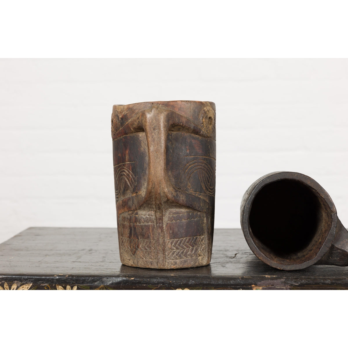 19th Century Naga Milk Jugs with Carved Décor and Rustic Character, Sold Each-18. Asian & Chinese Furniture, Art, Antiques, Vintage Home Décor for sale at FEA Home