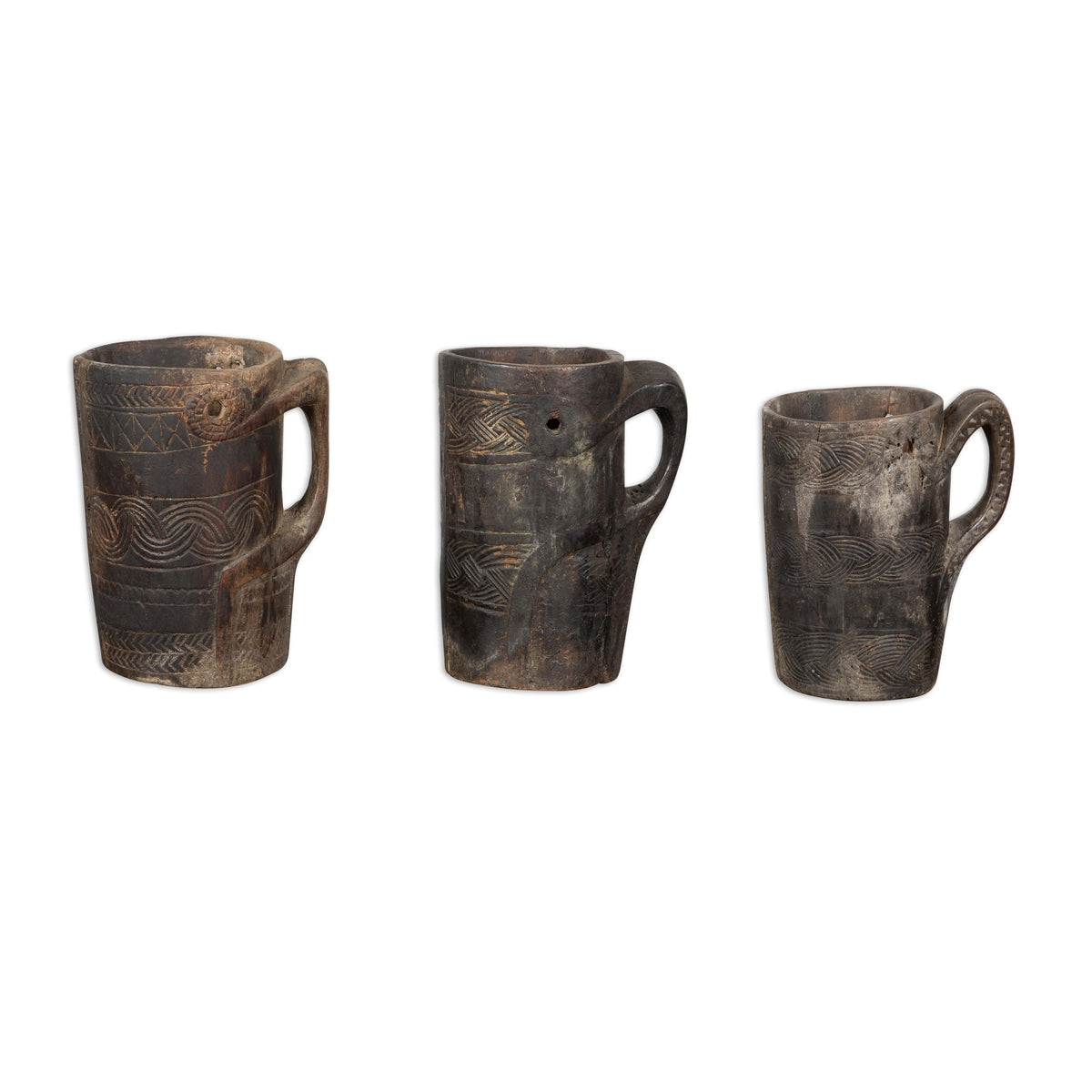 19th Century Naga Milk Jugs with Carved Décor and Rustic Character, Sold Each-20. Asian & Chinese Furniture, Art, Antiques, Vintage Home Décor for sale at FEA Home