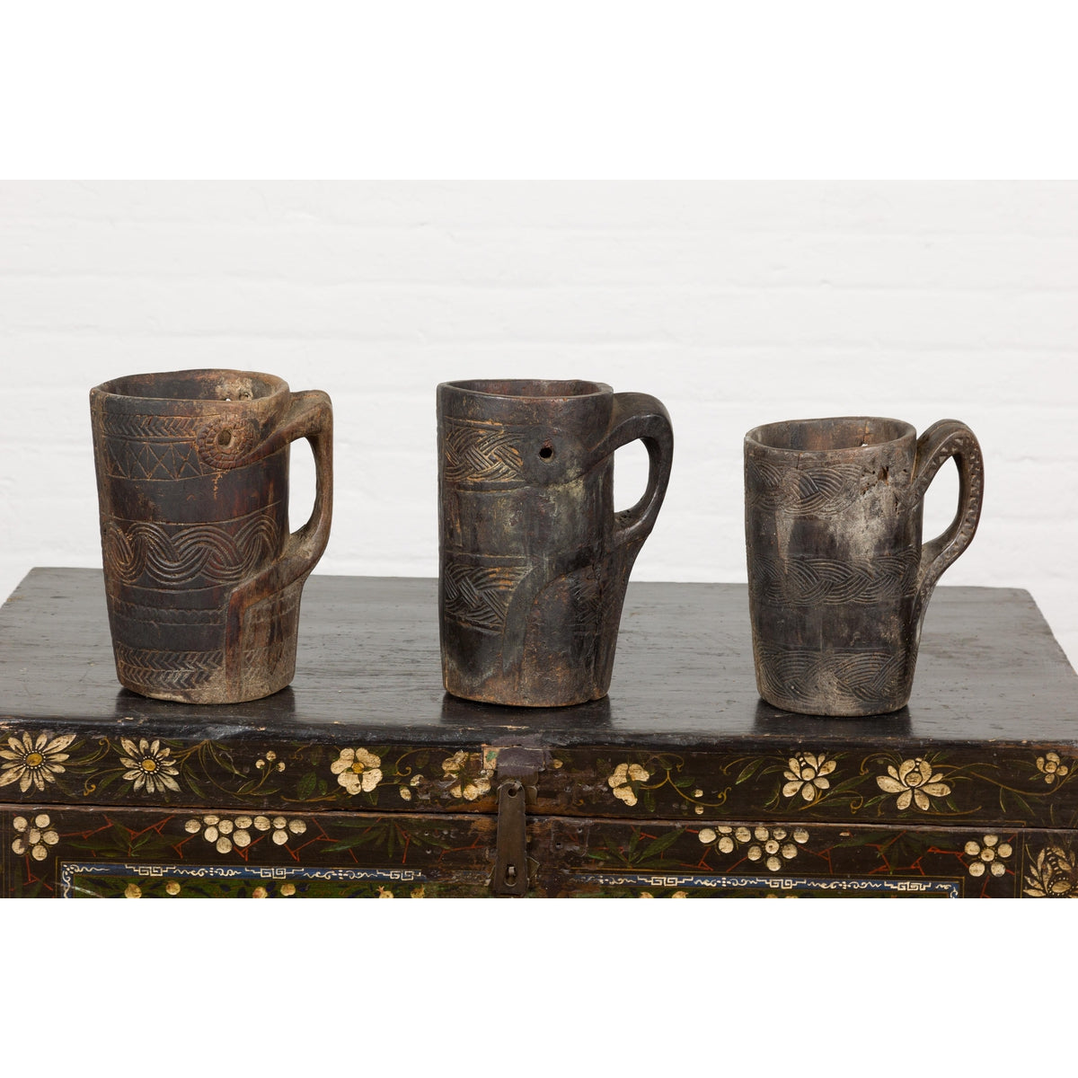 19th Century Naga Milk Jugs with Carved Décor and Rustic Character, Sold Each-3. Asian & Chinese Furniture, Art, Antiques, Vintage Home Décor for sale at FEA Home