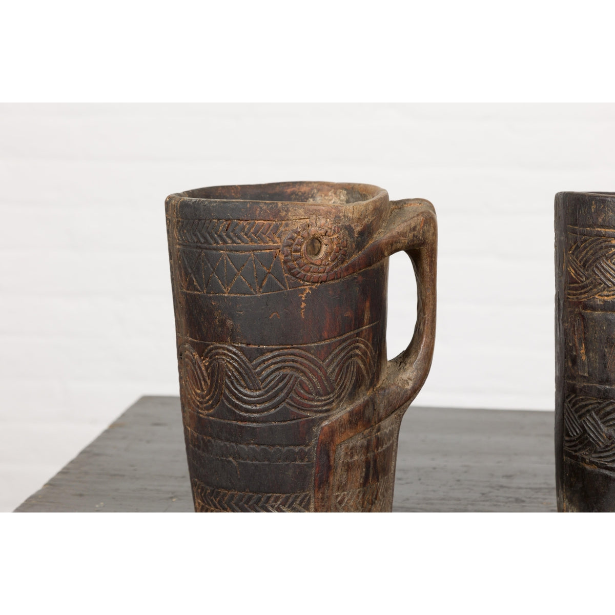 19th Century Naga Milk Jugs with Carved Décor and Rustic Character, Sold Each-8. Asian & Chinese Furniture, Art, Antiques, Vintage Home Décor for sale at FEA Home