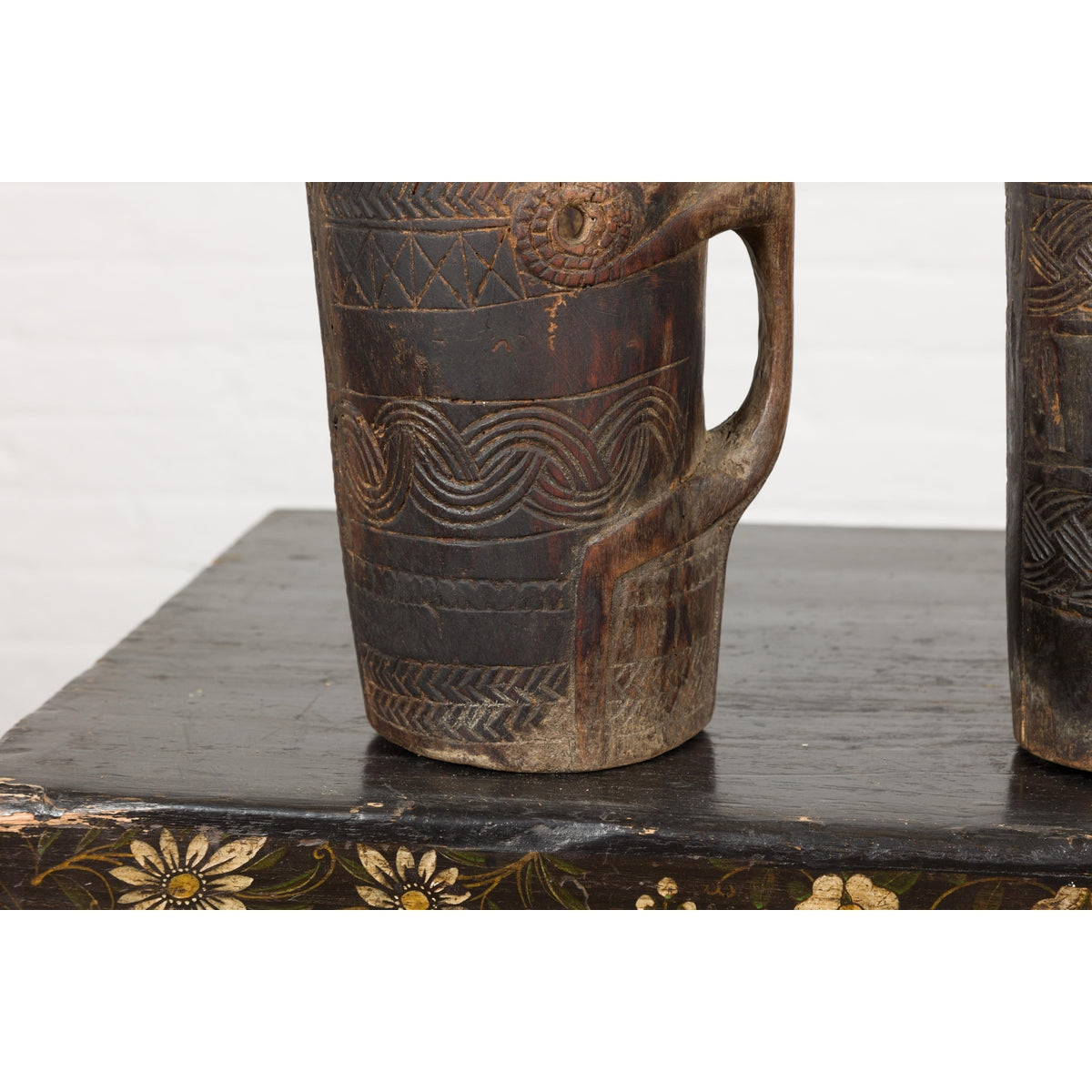 19th Century Naga Milk Jugs with Carved Décor and Rustic Character, Sold Each-9. Asian & Chinese Furniture, Art, Antiques, Vintage Home Décor for sale at FEA Home