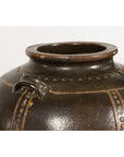 Thai Brown Glazed Ceramic Vase with Loop Handles and Cream Dotted Décor-12. Asian & Chinese Furniture, Art, Antiques, Vintage Home Décor for sale at FEA Home