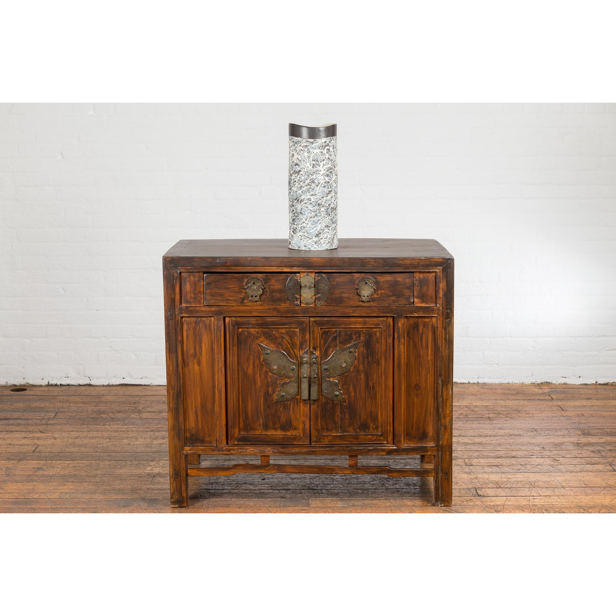 Antique Side Cabinet with Large Butterfly on Doors-14. Asian & Chinese Furniture, Art, Antiques, Vintage Home Décor for sale at FEA Home
