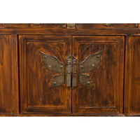 Antique Side Cabinet with Large Butterfly on Doors