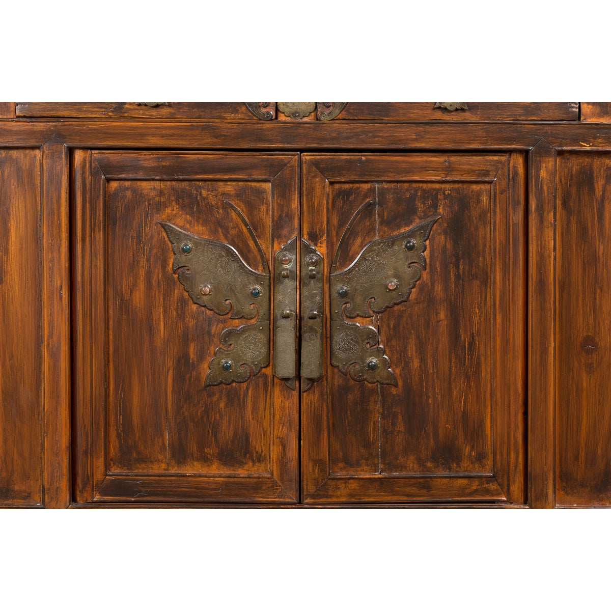 Antique Side Cabinet with Large Butterfly on Doors-6. Asian & Chinese Furniture, Art, Antiques, Vintage Home Décor for sale at FEA Home