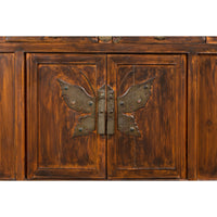 Antique Side Cabinet with Large Butterfly on Doors
