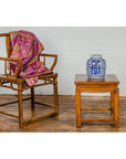 Light Brown Square Elmwood Side Table with Scrolled Figures-3. Asian & Chinese Furniture, Art, Antiques, Vintage Home Décor for sale at FEA Home