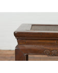 Side Table with Rattan Inset Top, Carved Apron and Horsehoof Feet-11. Asian & Chinese Furniture, Art, Antiques, Vintage Home Décor for sale at FEA Home