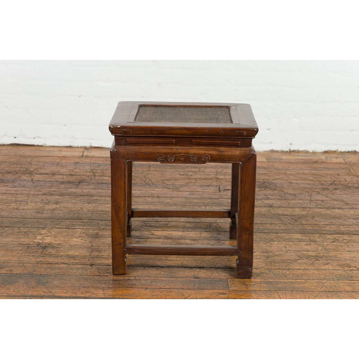 Side Table with Rattan Inset Top, Carved Apron and Horsehoof Feet-17. Asian & Chinese Furniture, Art, Antiques, Vintage Home Décor for sale at FEA Home
