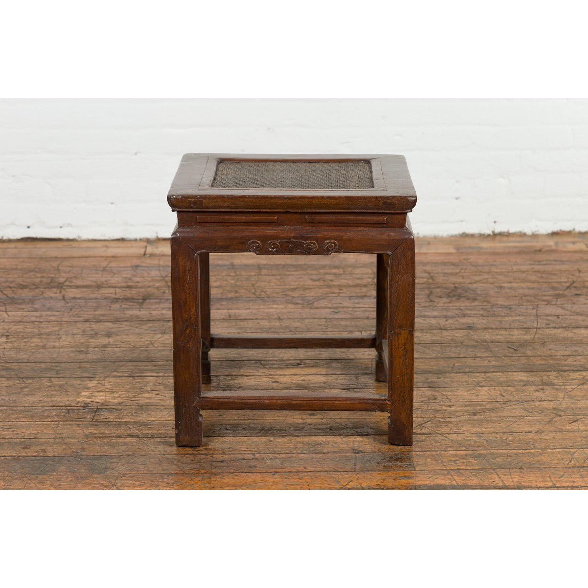 Side Table with Rattan Inset Top, Carved Apron and Horsehoof Feet-19. Asian & Chinese Furniture, Art, Antiques, Vintage Home Décor for sale at FEA Home