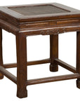 Side Table with Rattan Inset Top, Carved Apron and Horsehoof Feet-1. Asian & Chinese Furniture, Art, Antiques, Vintage Home Décor for sale at FEA Home