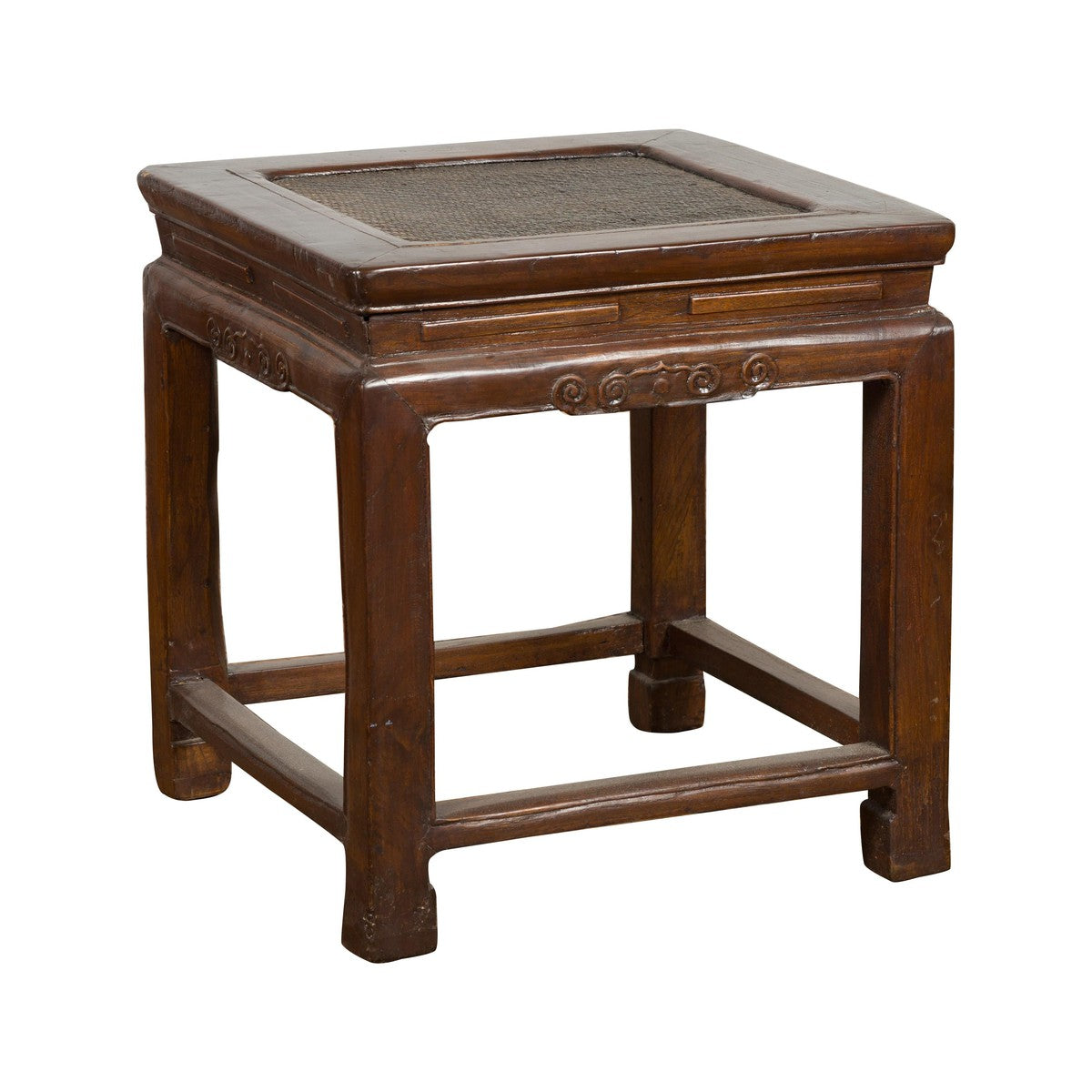Side Table with Rattan Inset Top, Carved Apron and Horsehoof Feet-20. Asian & Chinese Furniture, Art, Antiques, Vintage Home Décor for sale at FEA Home