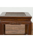 Side Table with Rattan Inset Top, Carved Apron and Horsehoof Feet-4. Asian & Chinese Furniture, Art, Antiques, Vintage Home Décor for sale at FEA Home