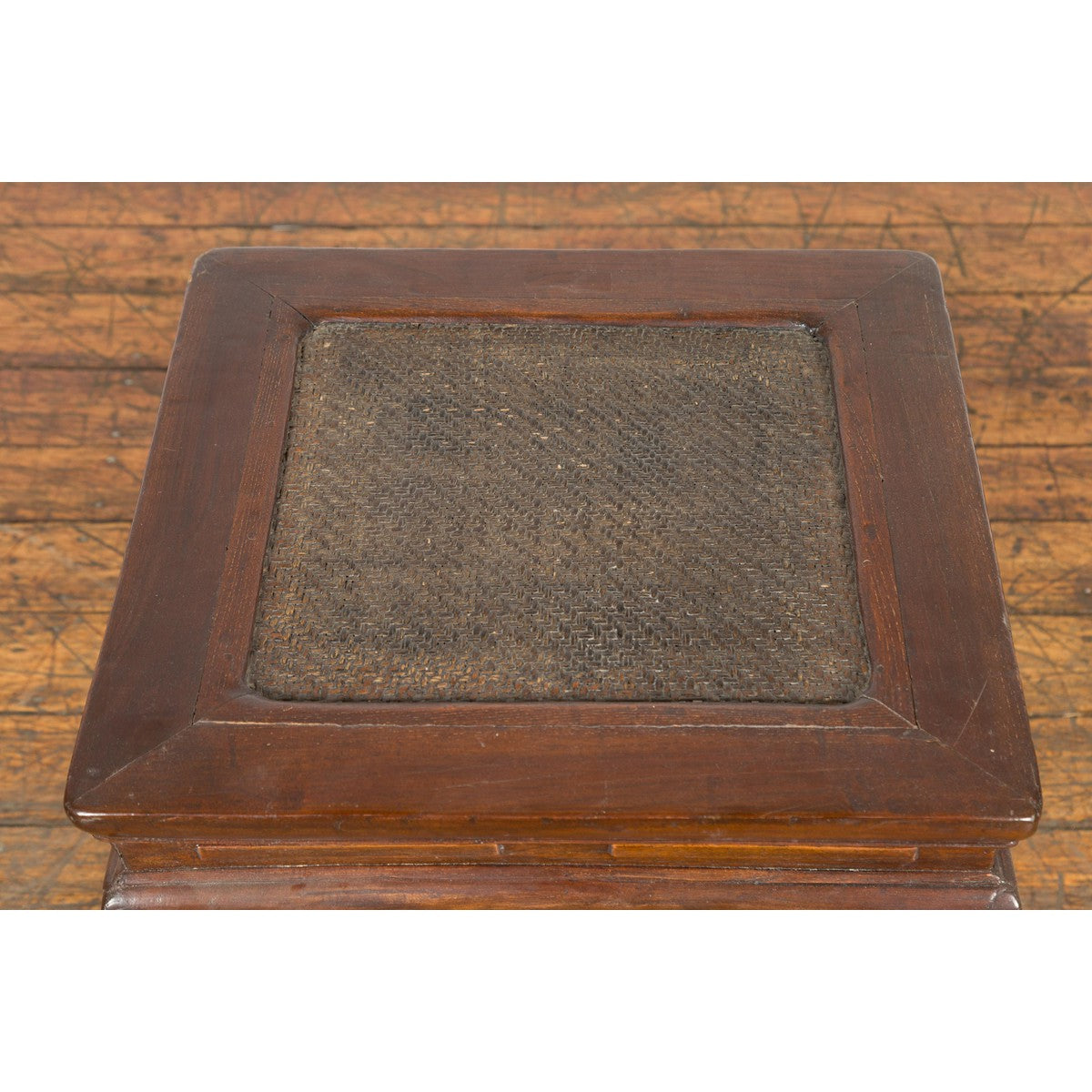 Side Table with Rattan Inset Top, Carved Apron and Horsehoof Feet-5. Asian & Chinese Furniture, Art, Antiques, Vintage Home Décor for sale at FEA Home