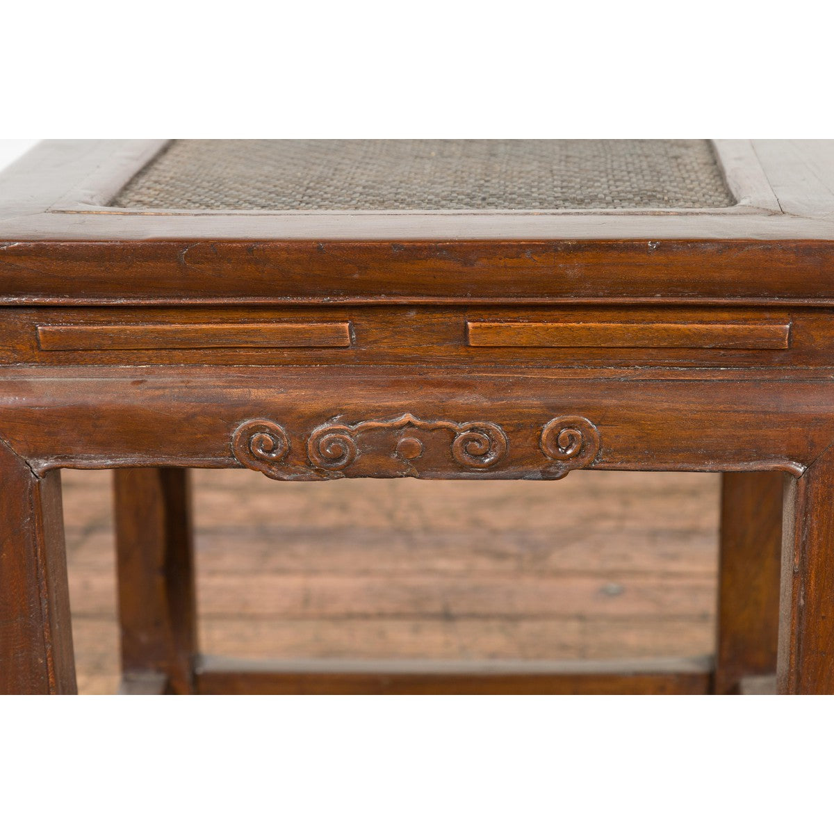 Side Table with Rattan Inset Top, Carved Apron and Horsehoof Feet-7. Asian & Chinese Furniture, Art, Antiques, Vintage Home Décor for sale at FEA Home