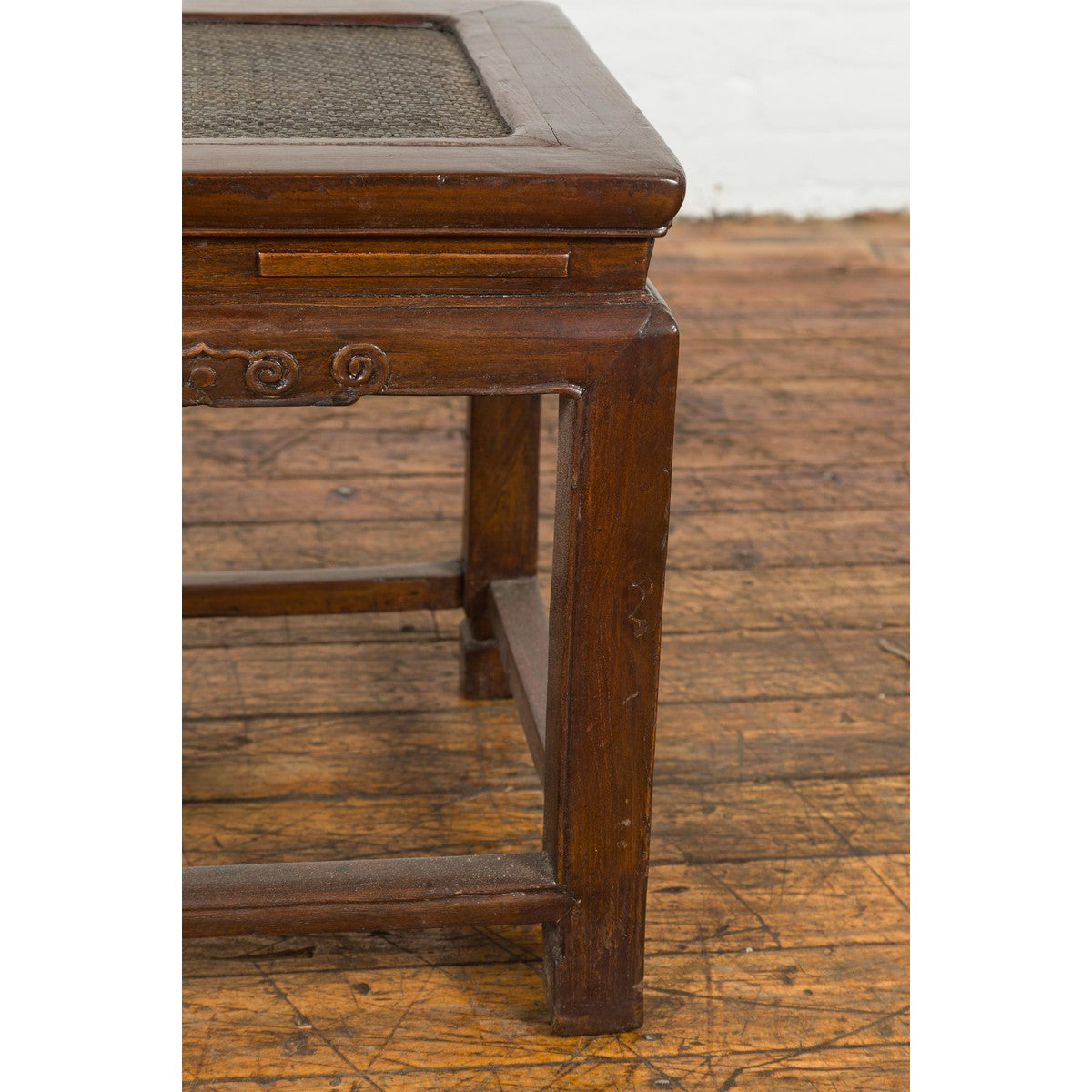 Side Table with Rattan Inset Top, Carved Apron and Horsehoof Feet-9. Asian & Chinese Furniture, Art, Antiques, Vintage Home Décor for sale at FEA Home