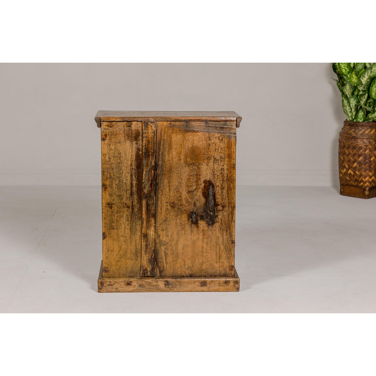 19th Century Wooden Side Cabinet with Arched Metal Grate Window Door-16. Asian & Chinese Furniture, Art, Antiques, Vintage Home Décor for sale at FEA Home