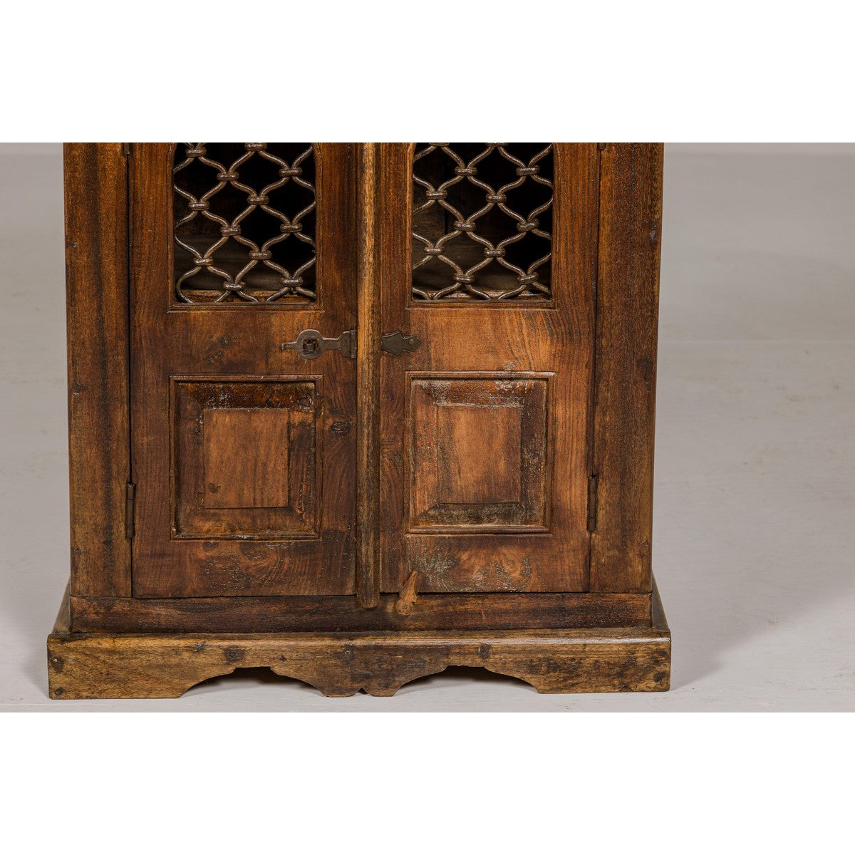 19th Century Wooden Side Cabinet with Arched Metal Grate Window Door-5. Asian & Chinese Furniture, Art, Antiques, Vintage Home Décor for sale at FEA Home