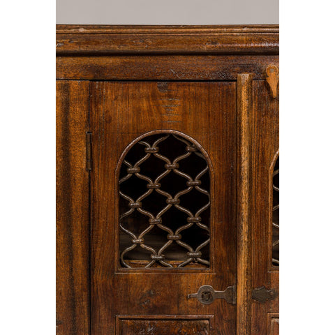 19th Century Wooden Side Cabinet with Arched Metal Grate Window Door-YN2645-6. Asian & Chinese Furniture, Art, Antiques, Vintage Home Décor for sale at FEA Home