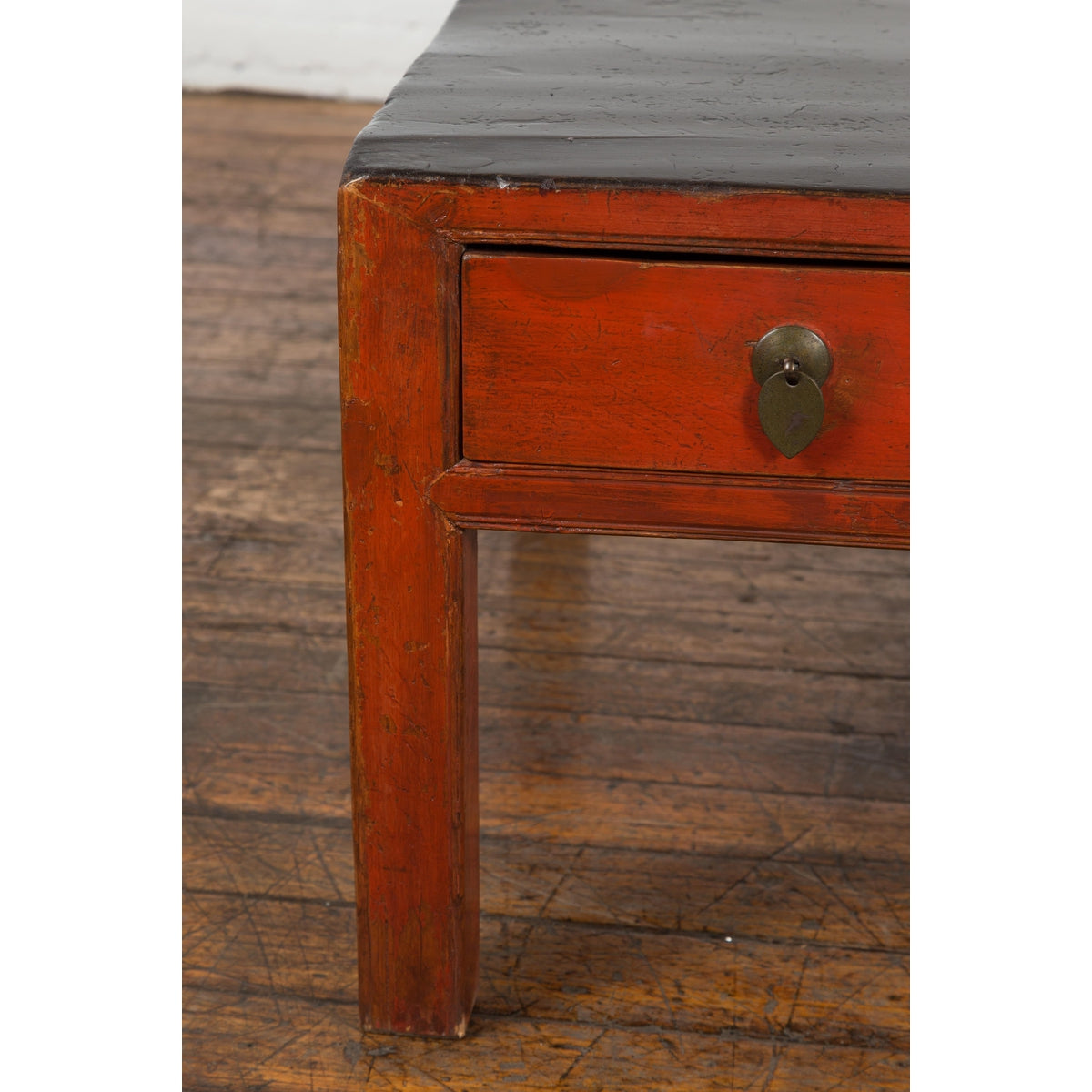 Red and Black Antique Coffee Table with Two Drawers-10. Asian & Chinese Furniture, Art, Antiques, Vintage Home Décor for sale at FEA Home