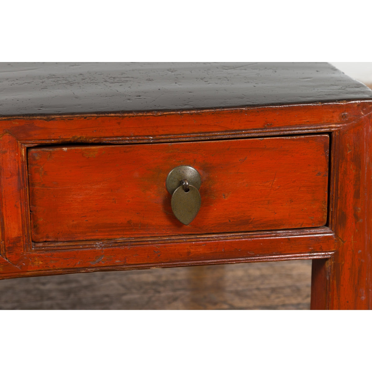 Red and Black Antique Coffee Table with Two Drawers-12. Asian & Chinese Furniture, Art, Antiques, Vintage Home Décor for sale at FEA Home