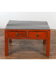Red and Black Antique Coffee Table with Two Drawers-17. Asian & Chinese Furniture, Art, Antiques, Vintage Home Décor for sale at FEA Home
