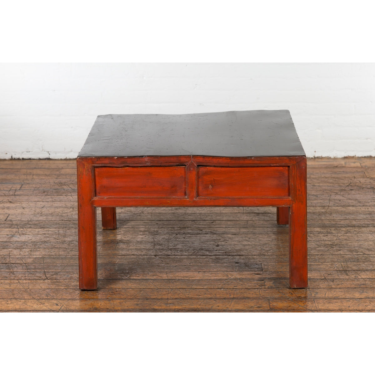 Red and Black Antique Coffee Table with Two Drawers-18. Asian & Chinese Furniture, Art, Antiques, Vintage Home Décor for sale at FEA Home