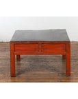 Red and Black Antique Coffee Table with Two Drawers-18. Asian & Chinese Furniture, Art, Antiques, Vintage Home Décor for sale at FEA Home