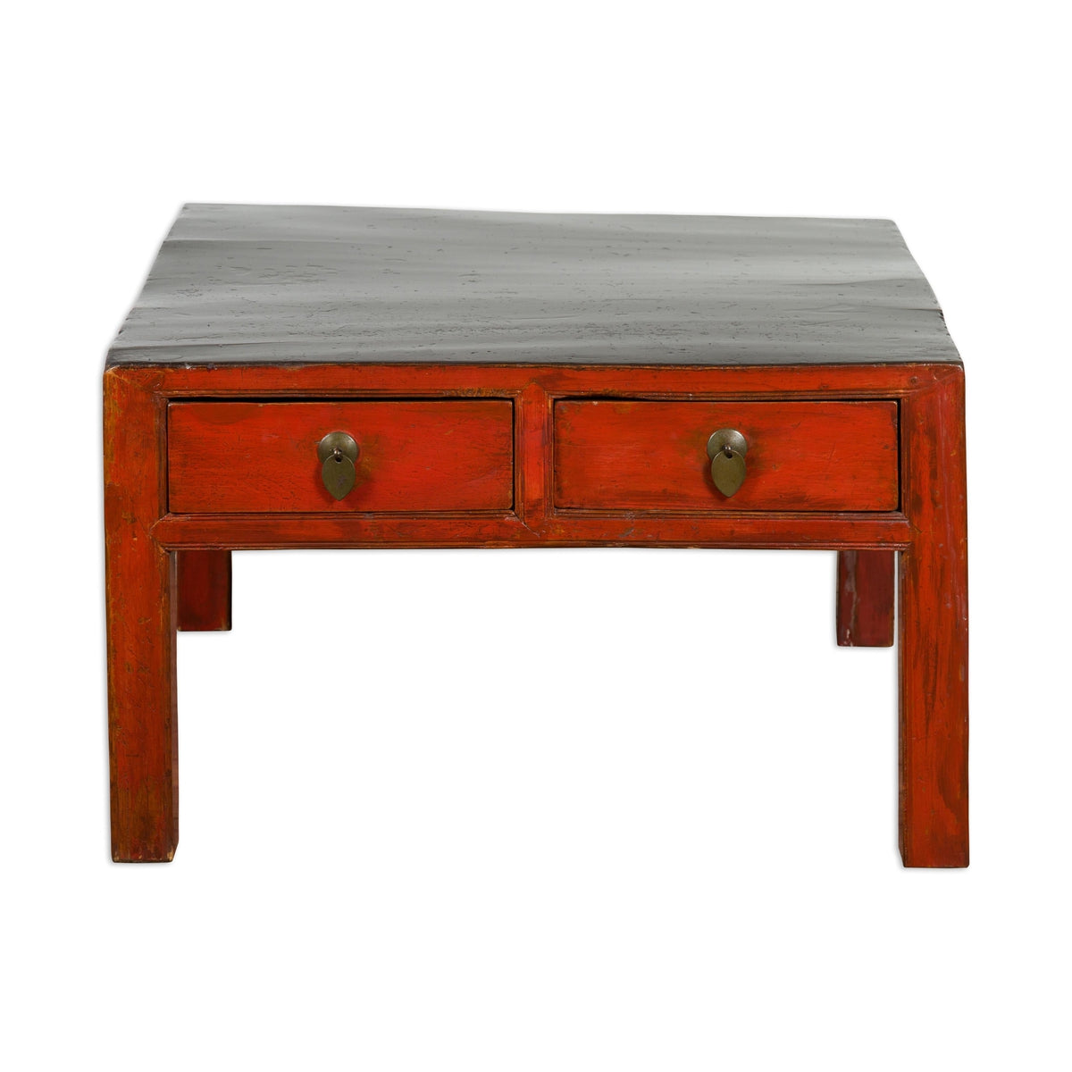 Red and Black Antique Coffee Table with Two Drawers-20. Asian & Chinese Furniture, Art, Antiques, Vintage Home Décor for sale at FEA Home