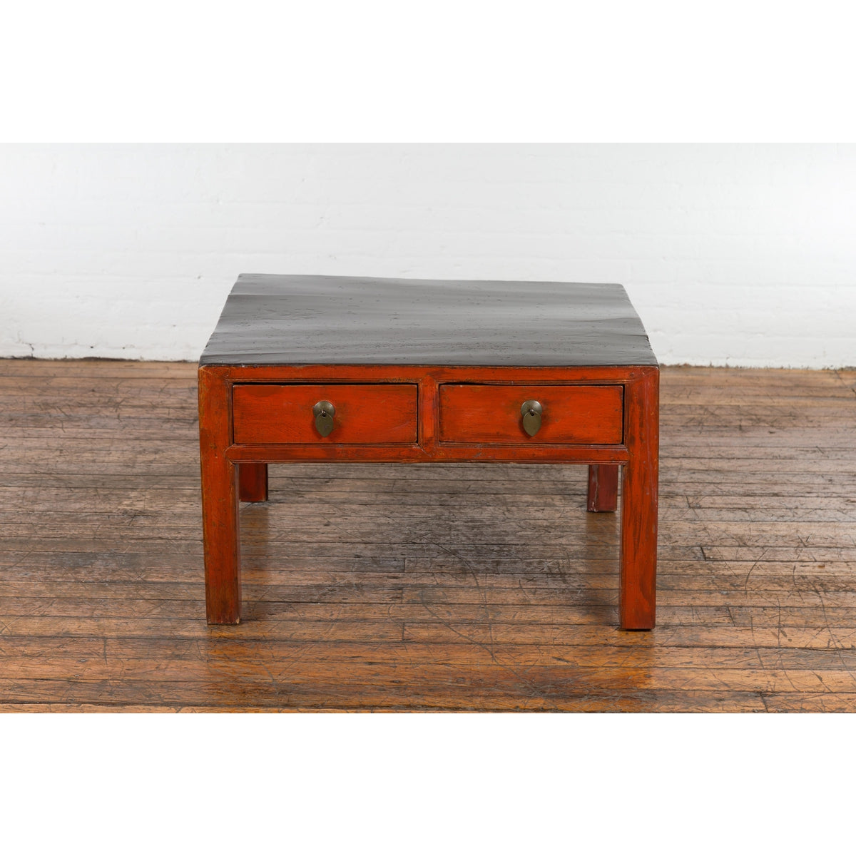 Red and Black Antique Coffee Table with Two Drawers-5. Asian & Chinese Furniture, Art, Antiques, Vintage Home Décor for sale at FEA Home