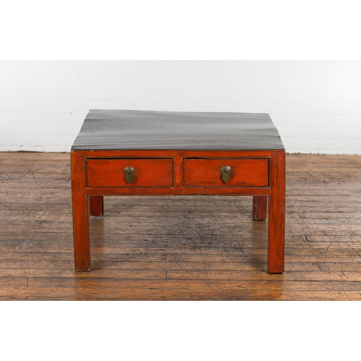 Red and Black Antique Coffee Table with Two Drawers-6. Asian & Chinese Furniture, Art, Antiques, Vintage Home Décor for sale at FEA Home