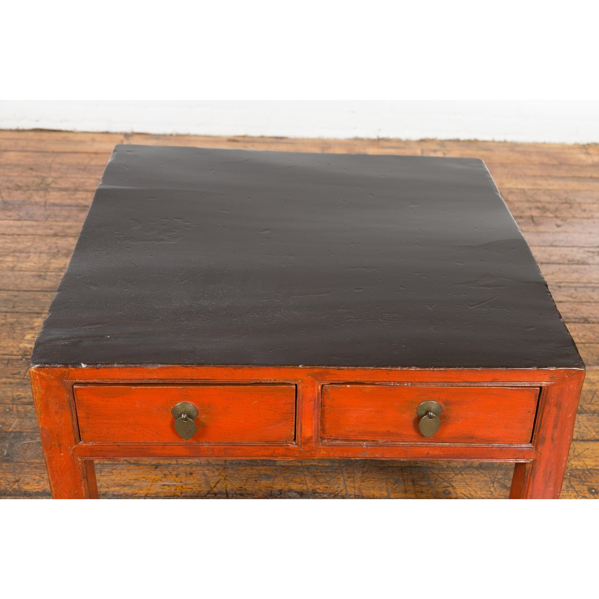 Red and Black Antique Coffee Table with Two Drawers-7. Asian & Chinese Furniture, Art, Antiques, Vintage Home Décor for sale at FEA Home