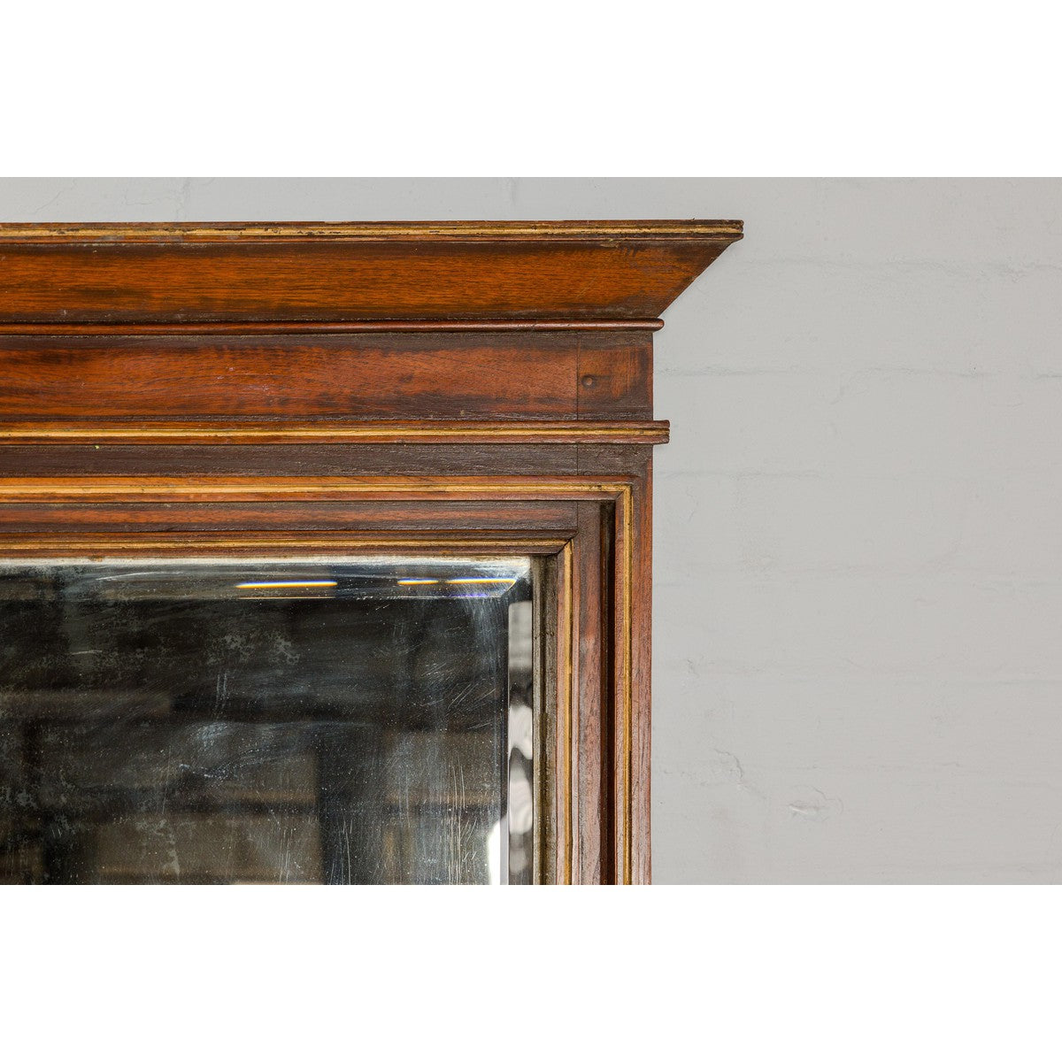Slender Wooden Mirror with Carved Motifs, Made of Antique Indian Wood-4. Asian & Chinese Furniture, Art, Antiques, Vintage Home Décor for sale at FEA Home