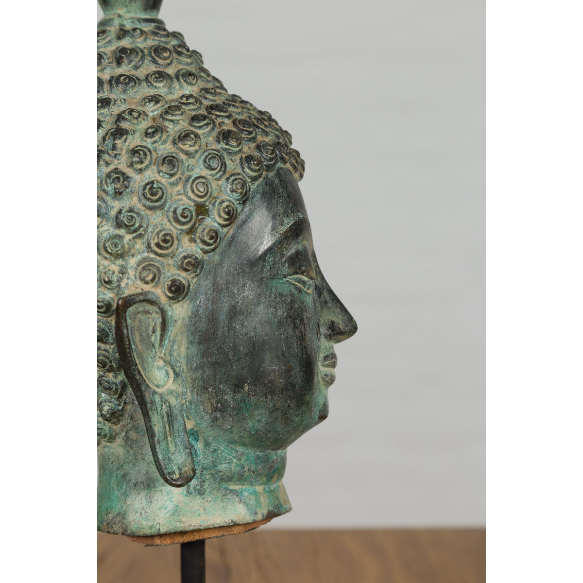 Vintage Bronze Buddha Head Tabletop Sculpture-12. Asian & Chinese Furniture, Art, Antiques, Vintage Home Décor for sale at FEA Home