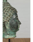 Vintage Bronze Buddha Head Tabletop Sculpture-12. Asian & Chinese Furniture, Art, Antiques, Vintage Home Décor for sale at FEA Home