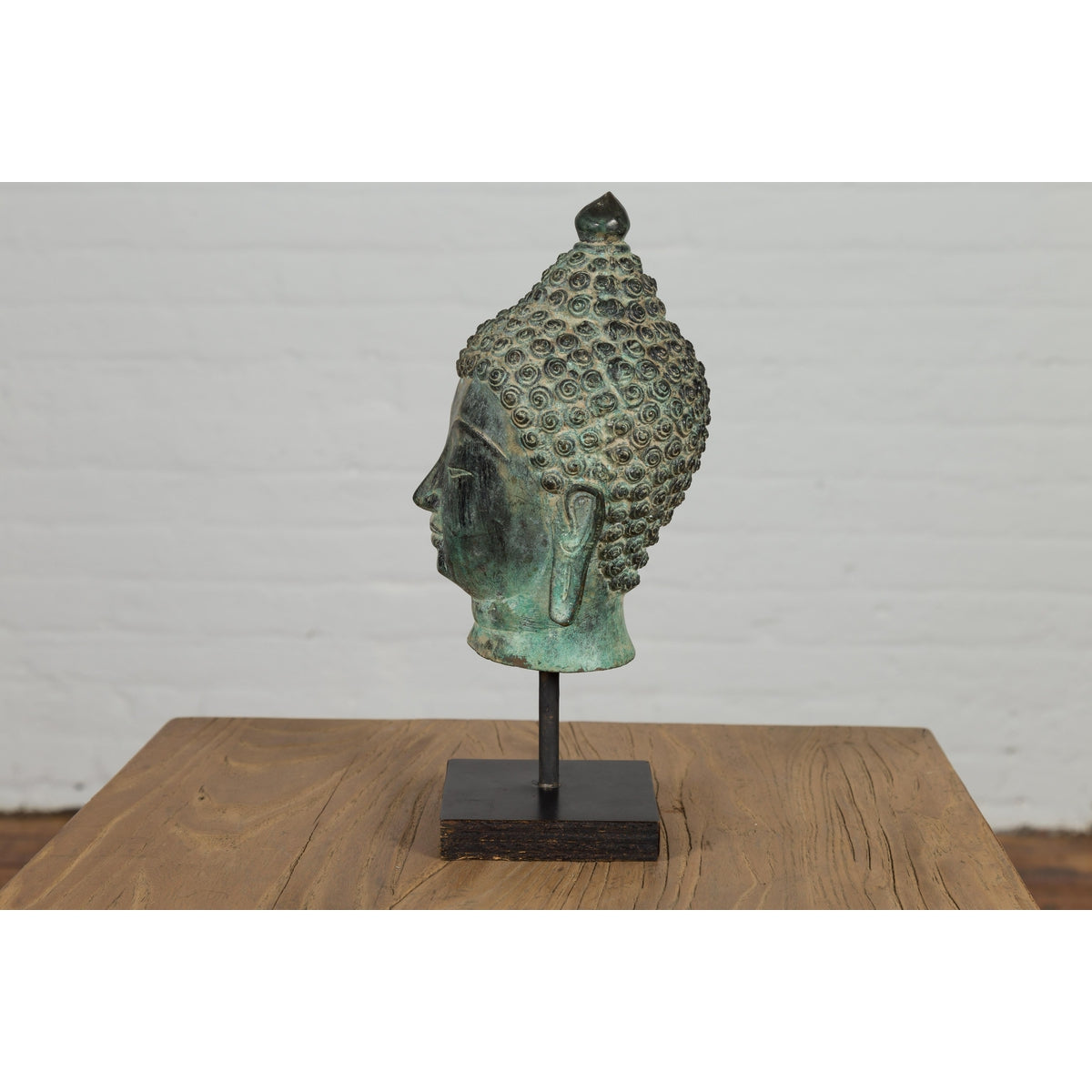 Vintage Bronze Buddha Head Tabletop Sculpture-14. Asian & Chinese Furniture, Art, Antiques, Vintage Home Décor for sale at FEA Home