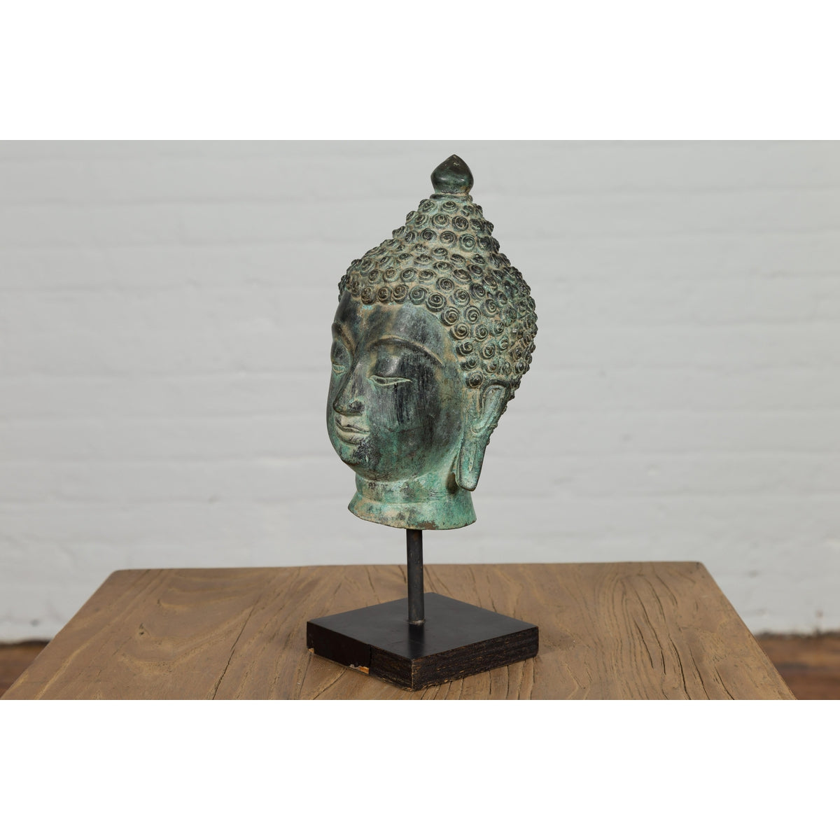 Vintage Bronze Buddha Head Tabletop Sculpture-15. Asian & Chinese Furniture, Art, Antiques, Vintage Home Décor for sale at FEA Home