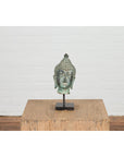 Vintage Bronze Buddha Head Tabletop Sculpture-4. Asian & Chinese Furniture, Art, Antiques, Vintage Home Décor for sale at FEA Home