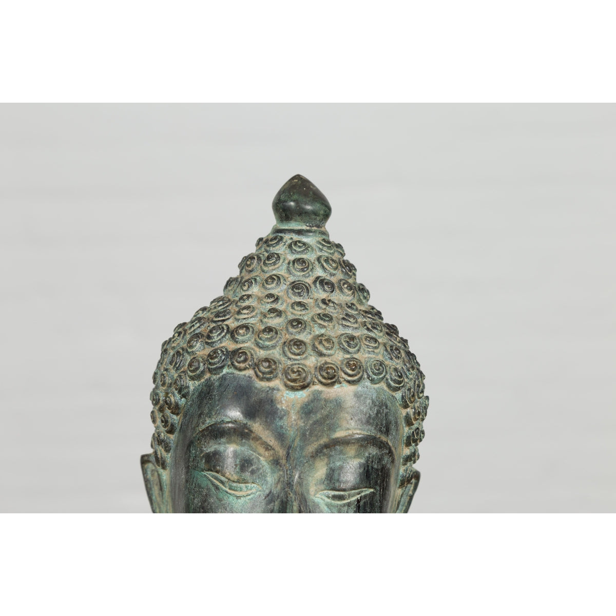 Vintage Bronze Buddha Head Tabletop Sculpture-6. Asian & Chinese Furniture, Art, Antiques, Vintage Home Décor for sale at FEA Home
