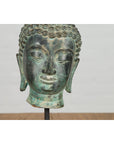 Vintage Bronze Buddha Head Tabletop Sculpture-7. Asian & Chinese Furniture, Art, Antiques, Vintage Home Décor for sale at FEA Home