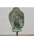 Vintage Bronze Buddha Head Tabletop Sculpture-9. Asian & Chinese Furniture, Art, Antiques, Vintage Home Décor for sale at FEA Home